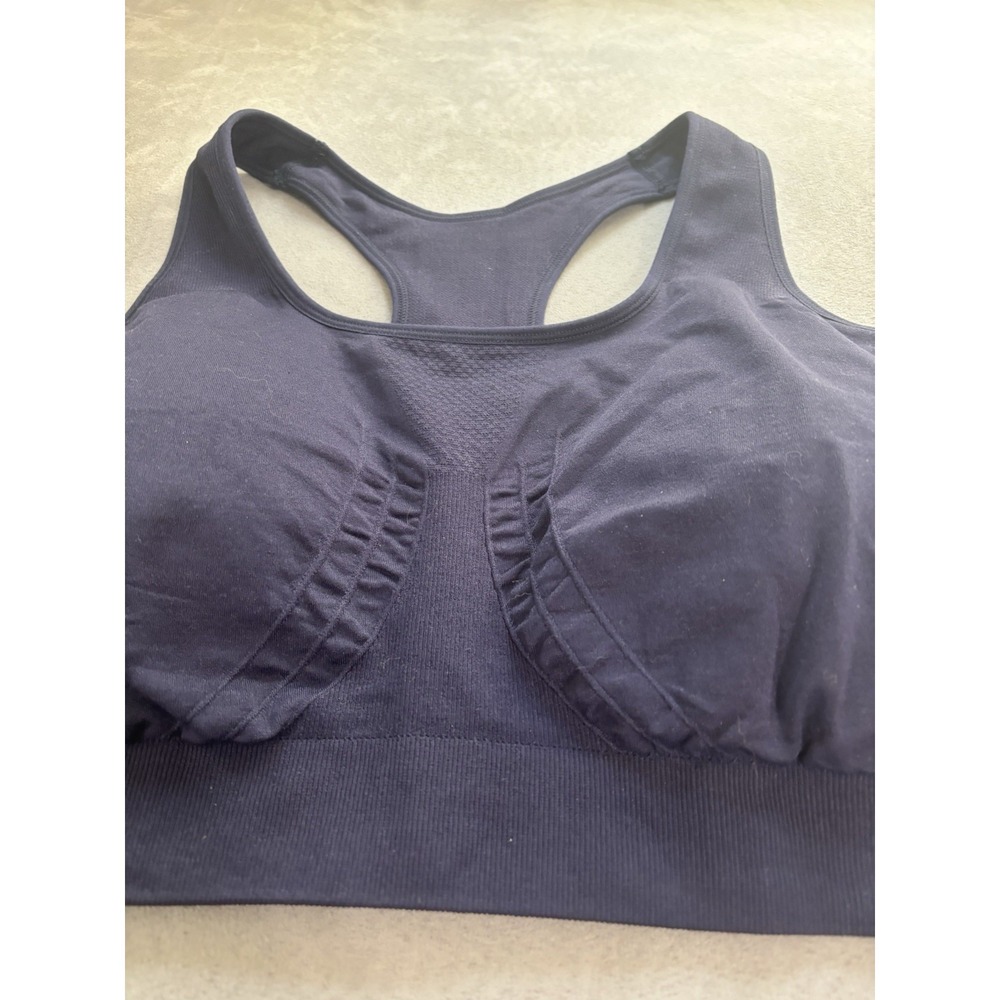 Truekind Seamless Racerback Sports Bra Sz XL Navy Wireless Stretch Smoothing - Picture 8 of 10